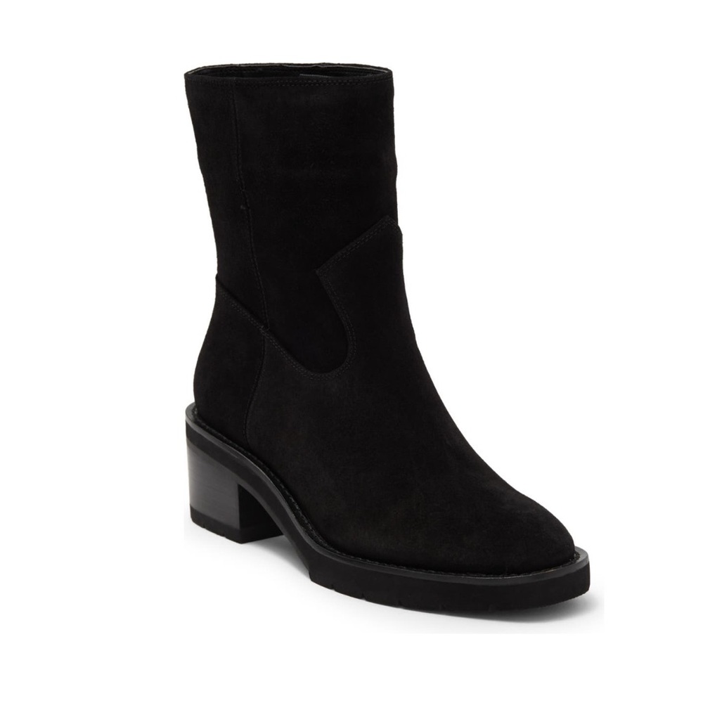 NEW Stuart Weitzman Black Suede Boulevard Moto Pull On Ankle Boots Size 9M